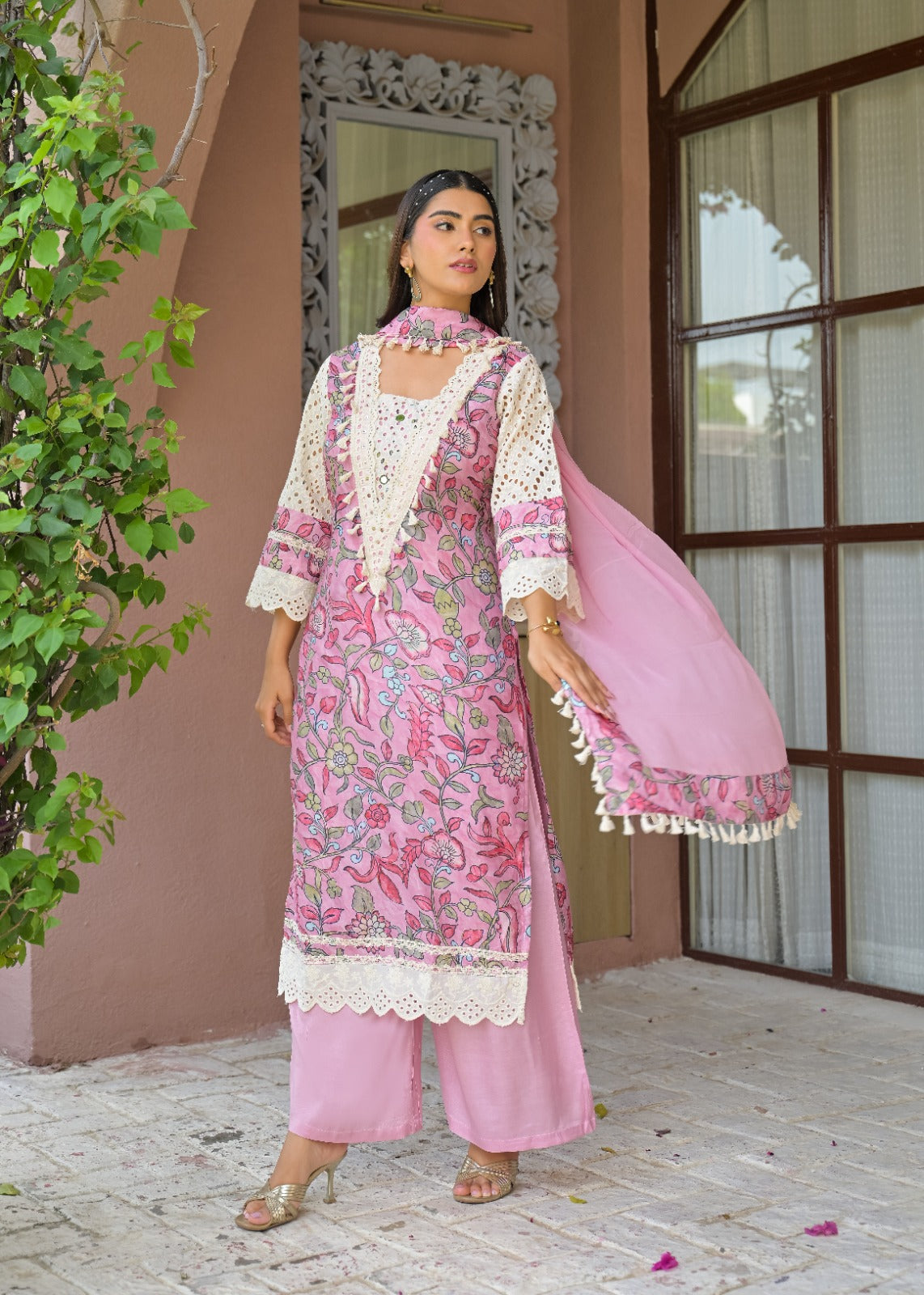 Pure muslin kalamkari three piece set (C232)