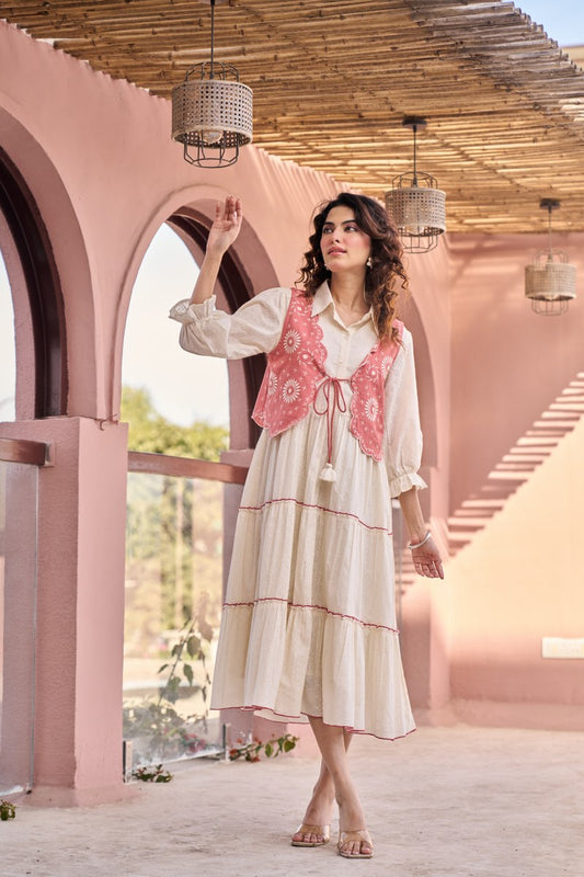 Dobi cotton with lining and paired with embroidered shrug...(B548)