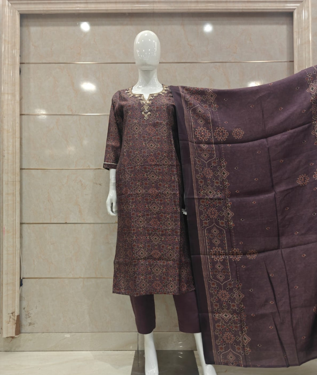 Modal muslin digital print three piece set (S422)