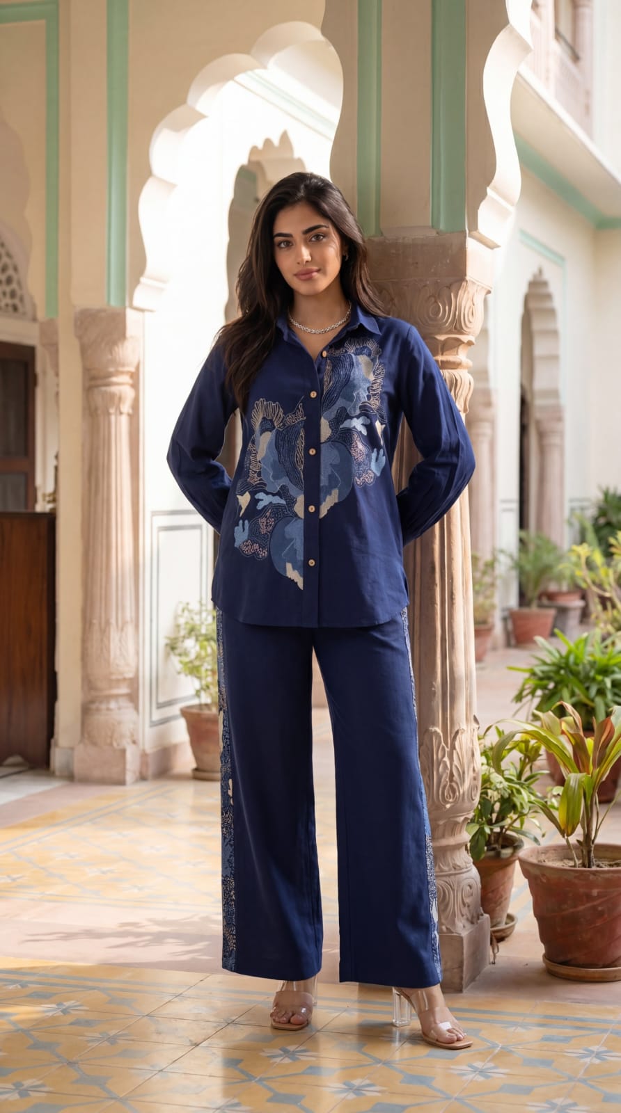 Pure cotton fully embroidered smart two piece cordset (B894)