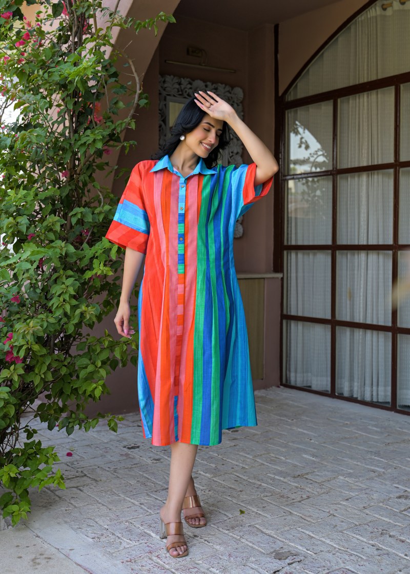 Cotton linen smart one piece dress (B688)