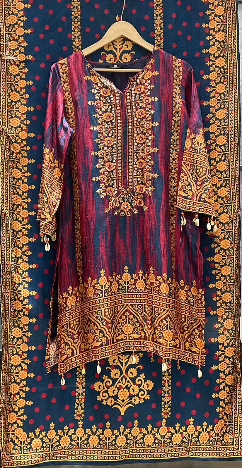Russian silk with farshi salwar three piece set (C496)