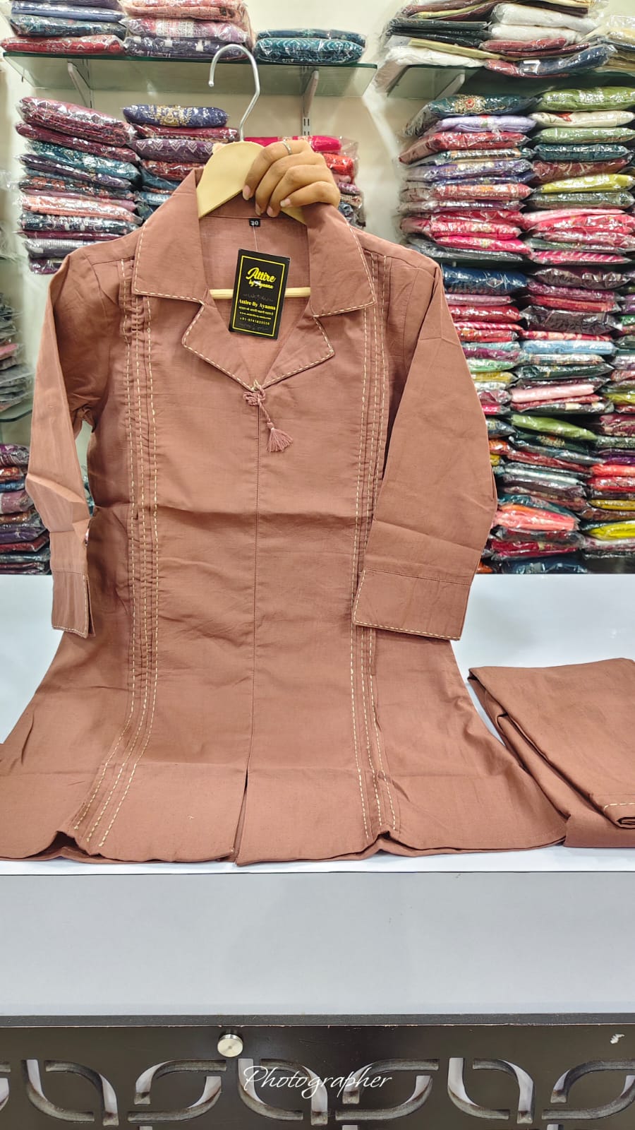 Cotton linen solid smart two piece cordset (B571)