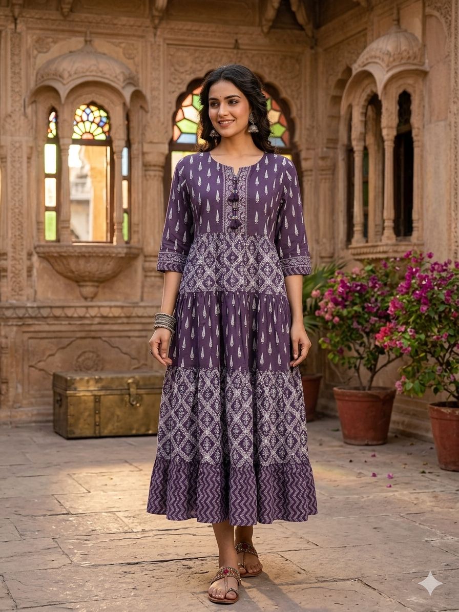 Pure cotton flared one piece dress (B831)