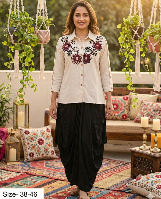 Stylish handloom cotton two piece cordset (A1966)