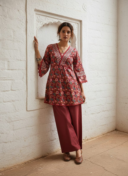 Pure jaipuri cotton stylish two piece cordset (A1753)