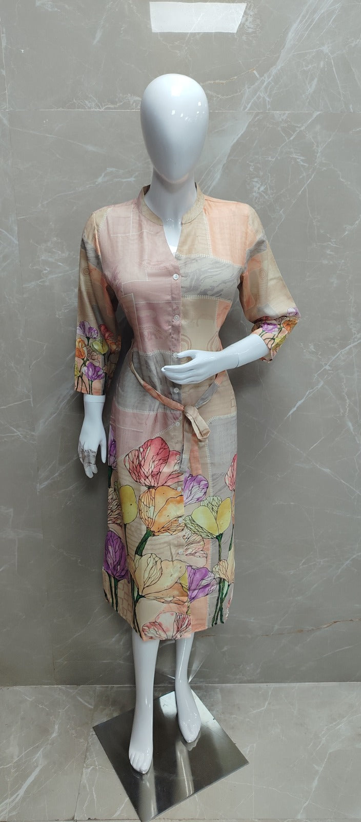 Pure cotton linen one piece dress (B517)