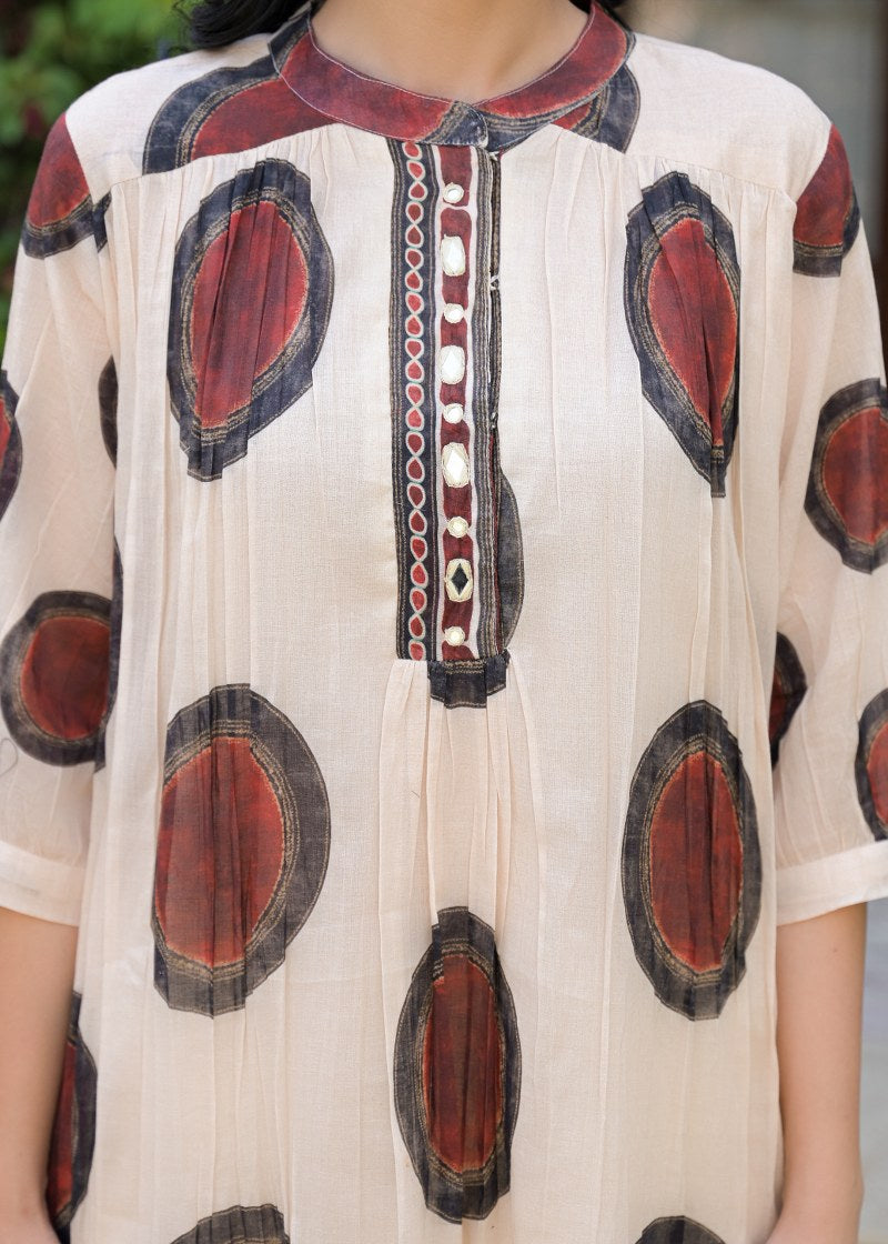 Mul cotton with lining ajrakh print smart two piece cordset (C121)