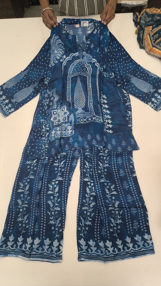 Natural crape Ajrakh print smart two piece cordset (S227)