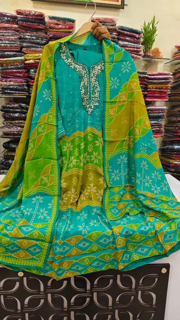 Pure muslin with kota work three piece set (A1311)