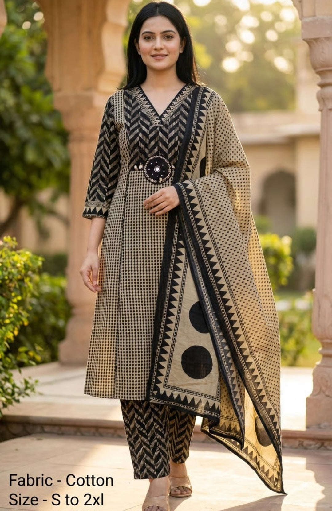 Pure cotton A line pattern three piece set (A1929)