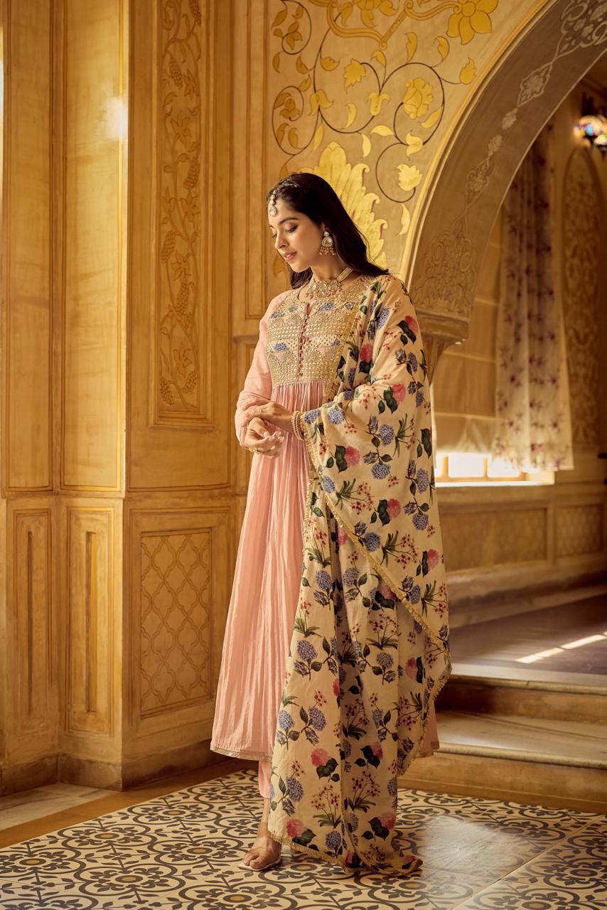 Restocked dispatch after 2 days Pure mul chanderi with heavy work three piece set (B275)