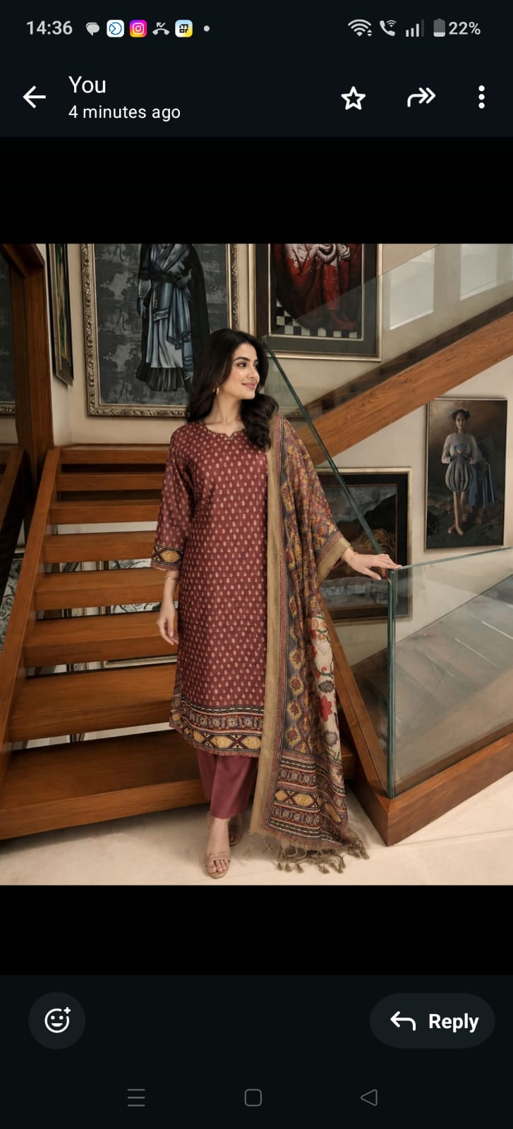 Soft chanderi with mul lining full kalamkari dupatta three piece set (B780)