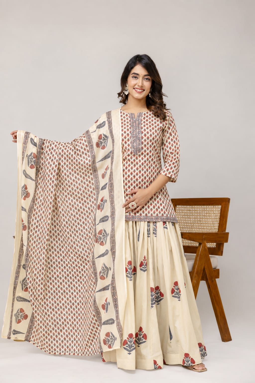 Pure cotton ajrakh print gopi dress (C687)