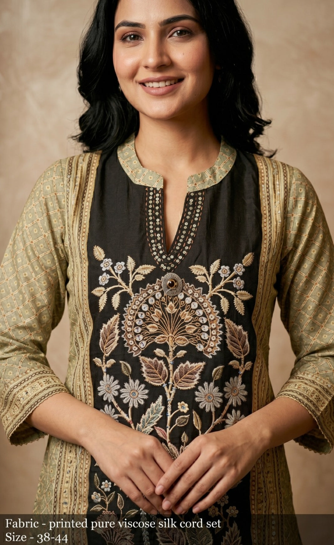 Viscose silk kalamkari print two piece cordset (B1022)