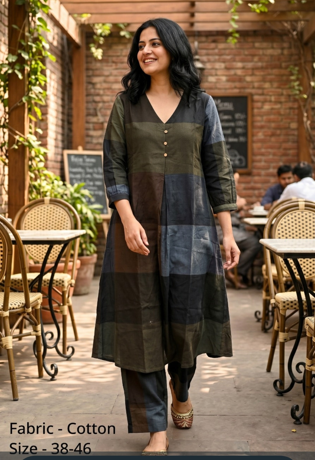 Pure cotton A line pattern smart two piece set (C501)