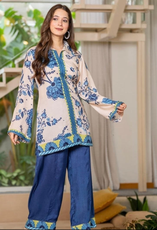Pure mul silk digital print two piece cordset (A695)