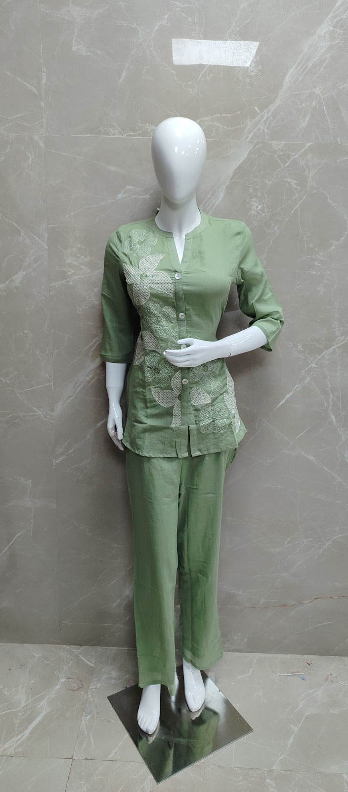 Stylish soft chanderi two piece cordset sizes (C295)