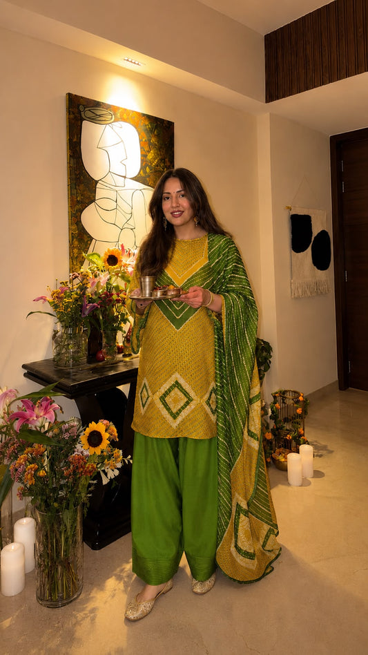 Pure chinnon with farshi salwar three piece set (C363)