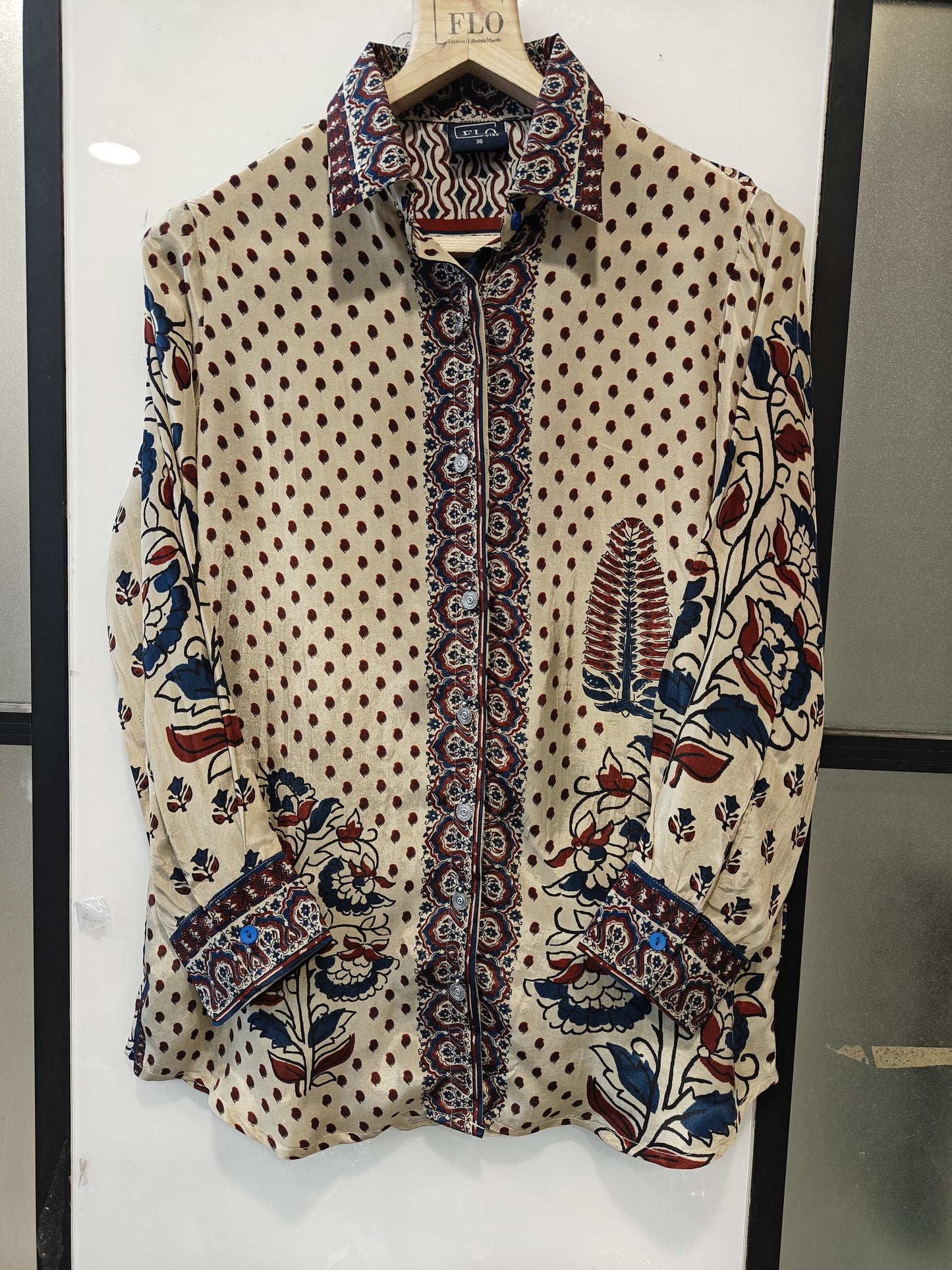 Pure crape Ajrakh shirt (B824)