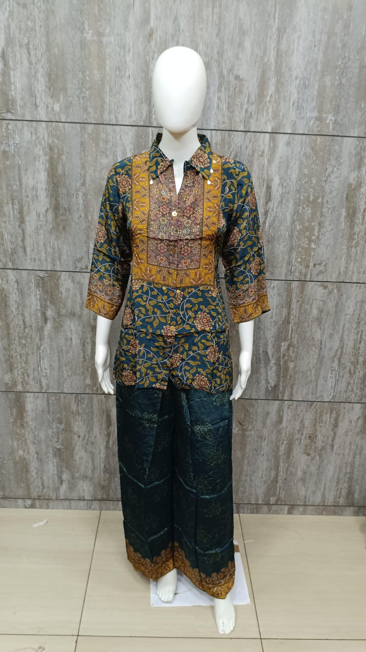 Crape kalamkari print smart two piece cordset (C667)