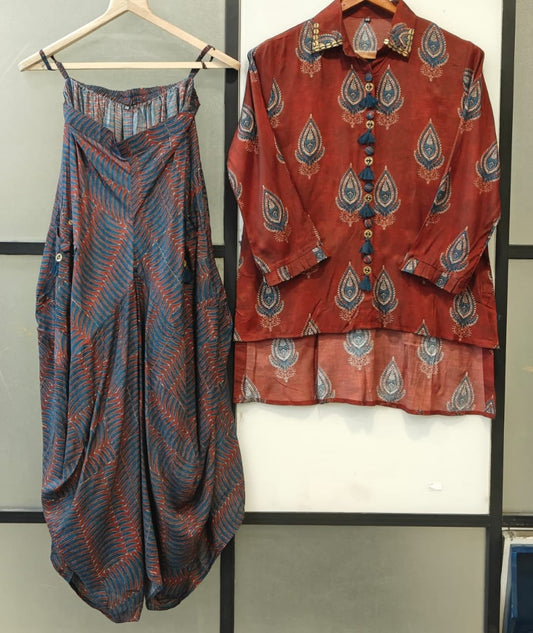 Pure Muslin with cowl skirt smart two piece cordset (B749)