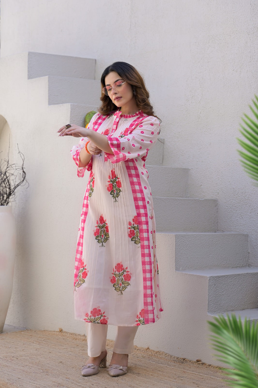 Pure mul cotton with lining very summery smart two piece set (B1038)