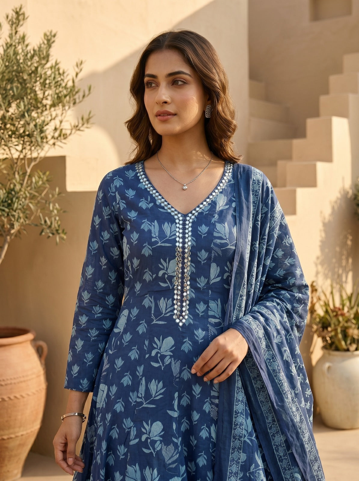Mul cotton with lining beautiful three piece set (C385)