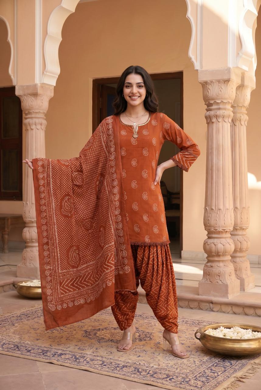 Pure cotton with farshi salwar three piece set (C204)