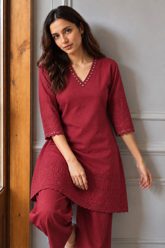 Pure cotton with lining shifali hakoba smart two piece cordset (S408)