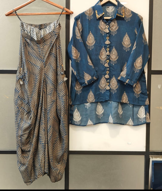 Pure Muslin with cowl skirt smart two piece cordset (B750)