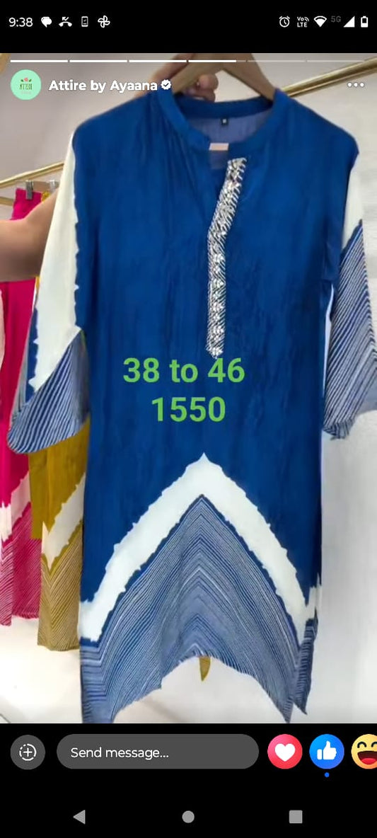 Blue pure mul silk two piece set (A668)
