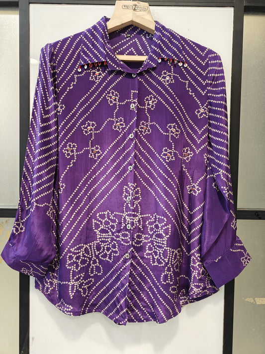 Pure crape bandani print smart shirt (B862)