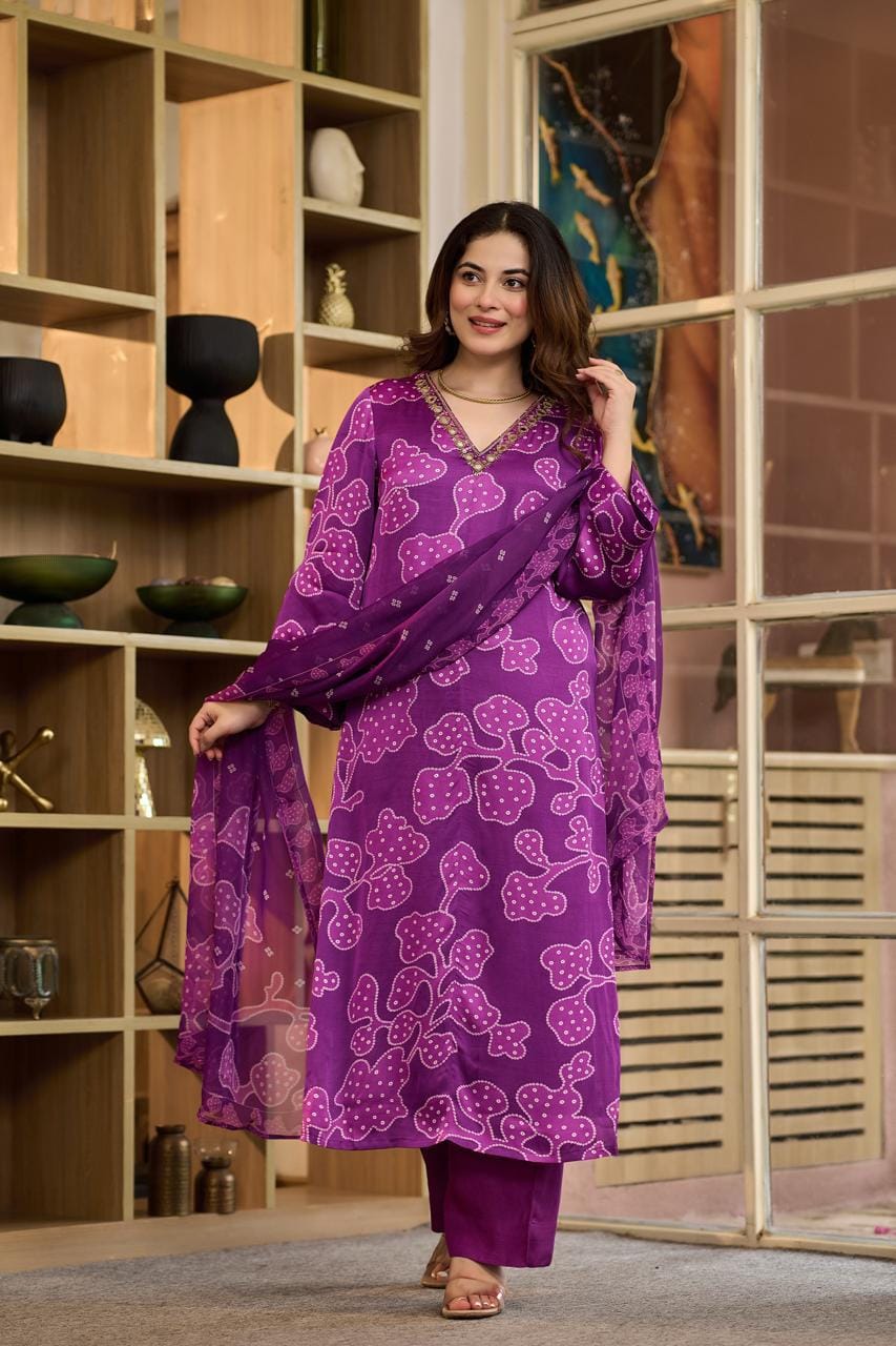 Pure gaji silk three piece set (C437)