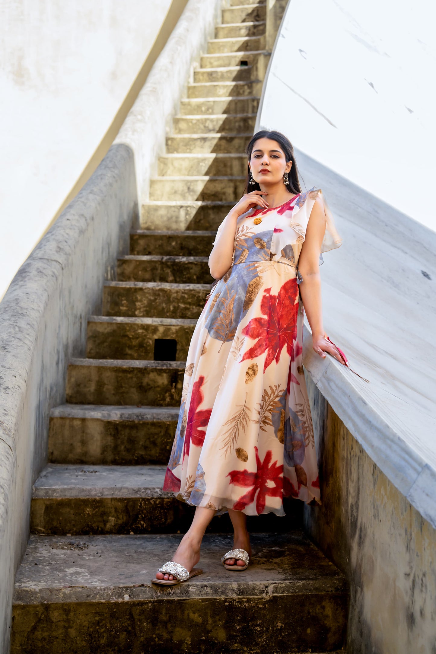 Pure chiffon with mul lining one piece dress (P2313)