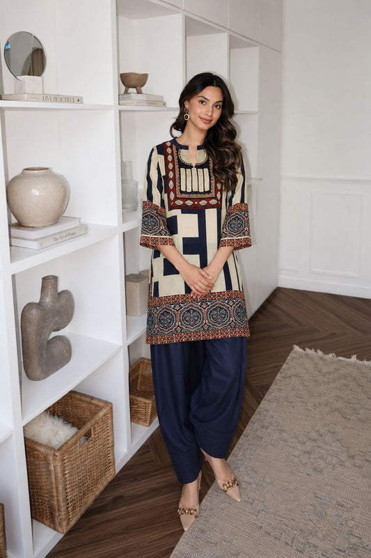 Natural crape smart cordset with farshi salwar (S320)