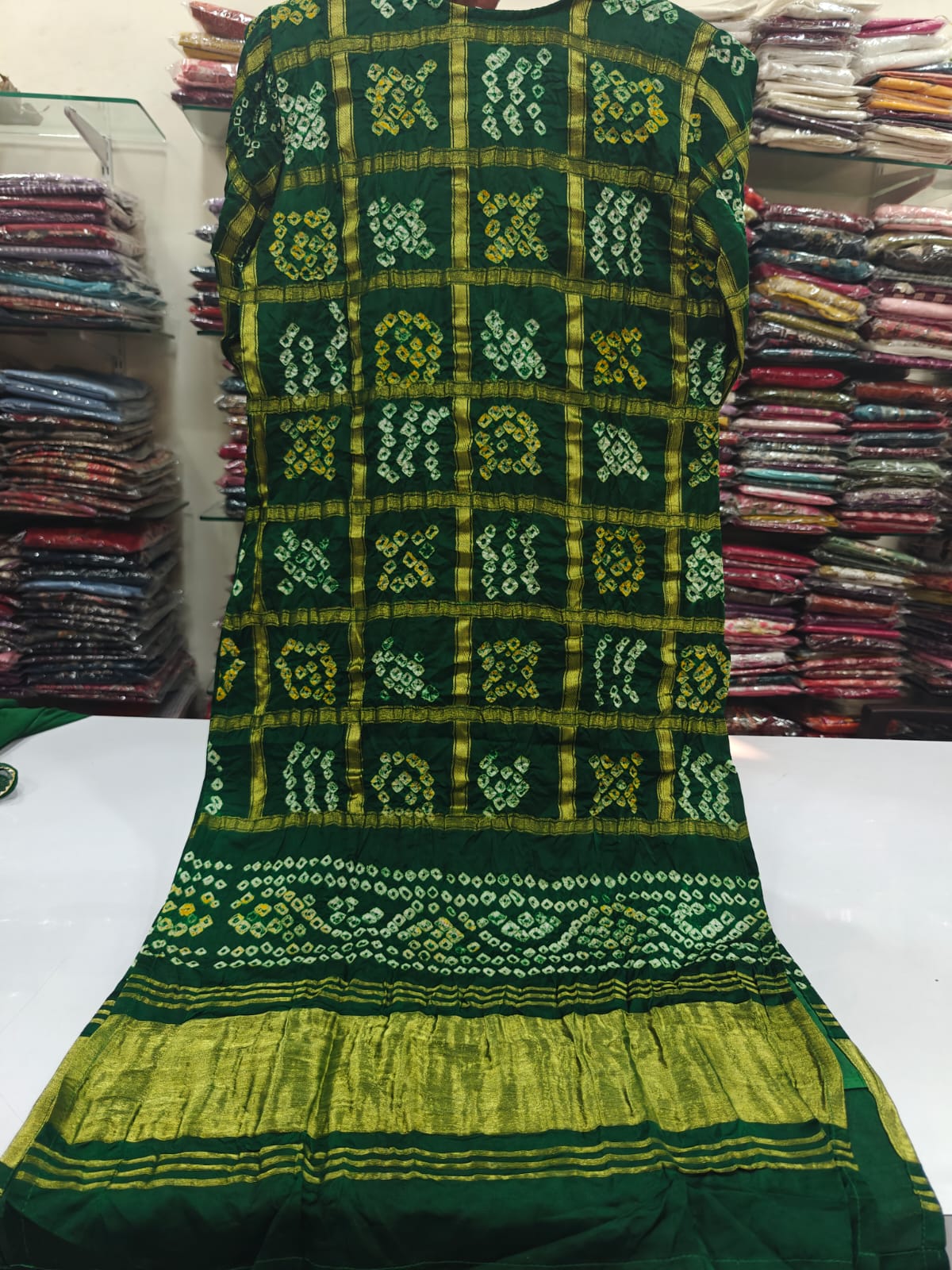 Bandani ghatchola with lagadi border three piece set (C776)