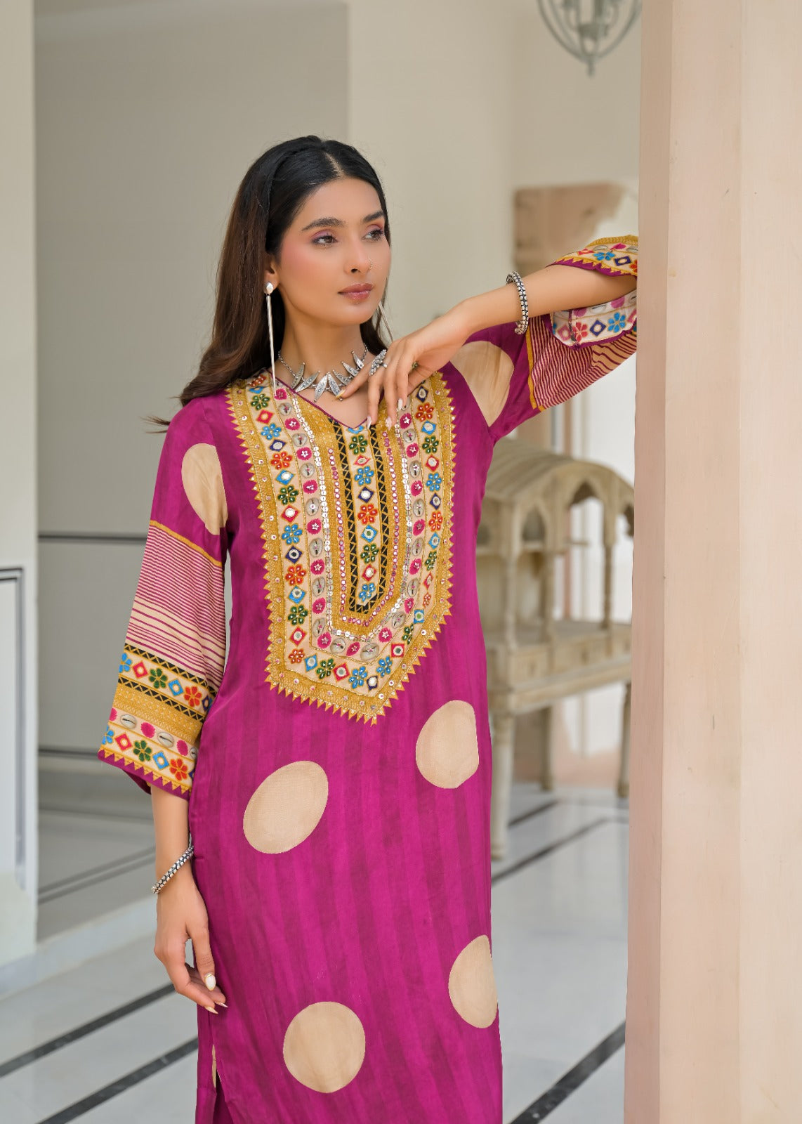 Pure crape with lining pheran pattern smart two piece cordset (C645)