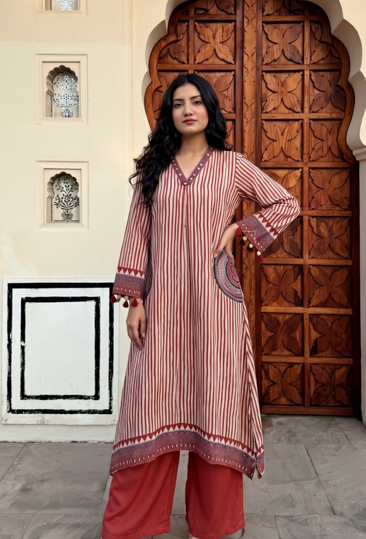 Pure muslin designer smart two piece cordset (C677)