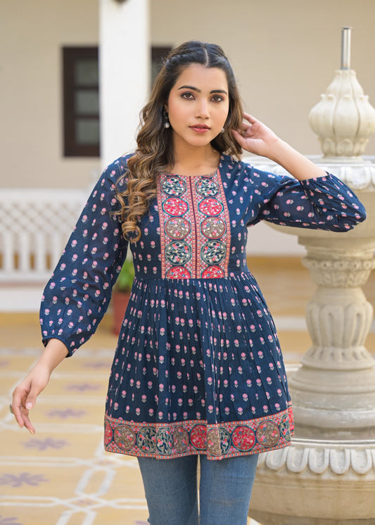 Blue pure cotton only top (P2139)