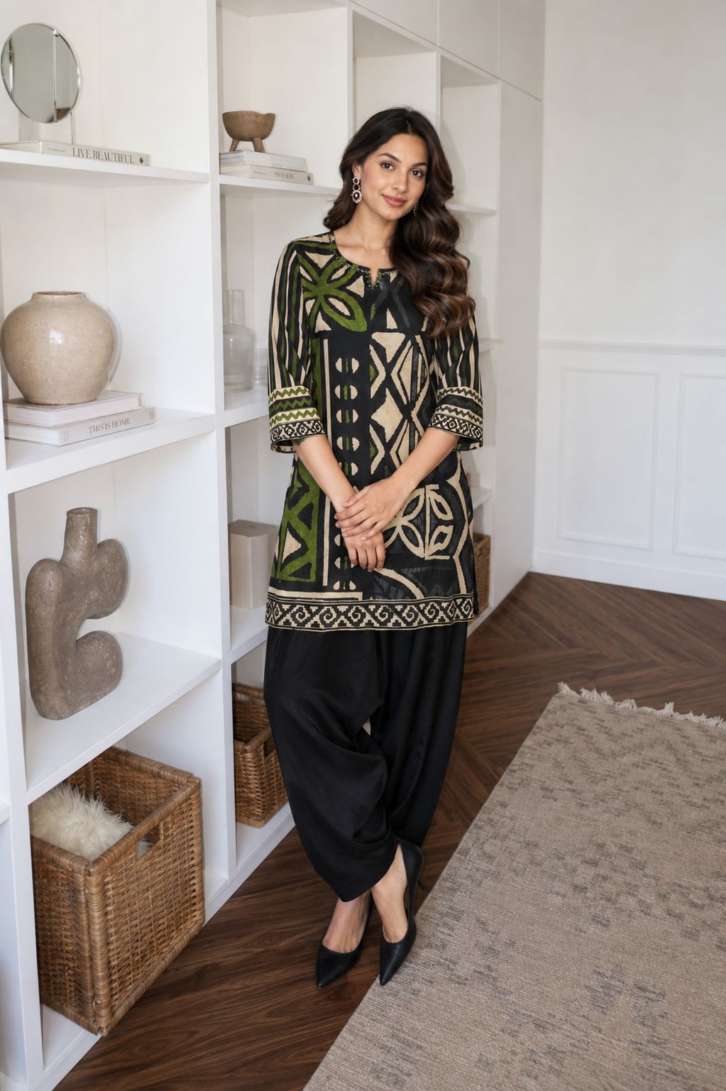 Crape two piece cordset with farshi salwar (C625)