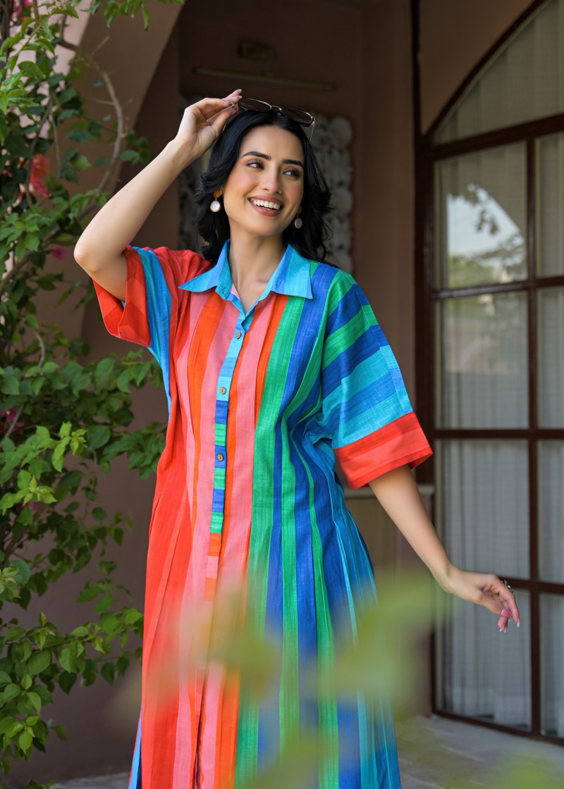 Cotton linen smart one piece dress (B688)