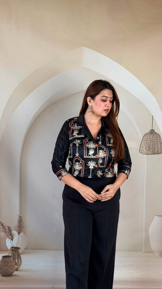 Modal silk with lining smart crop top (S234)