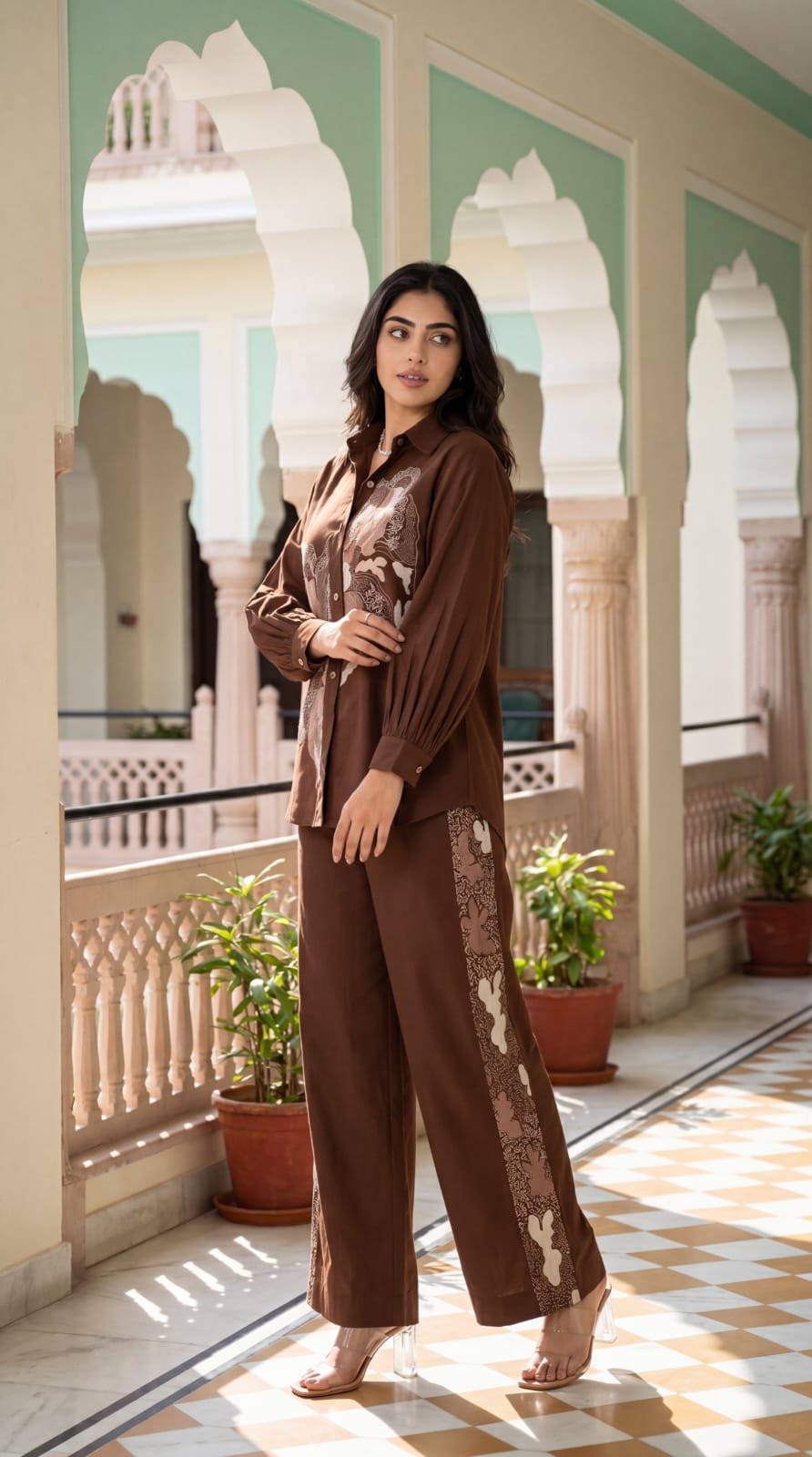 Pure cotton fully embroidered smart two piece cordset (B893)