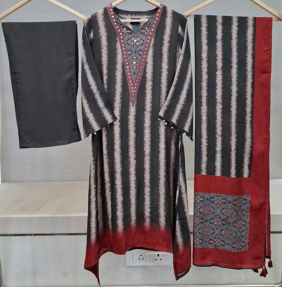 Pure muslin three piece set (C205)