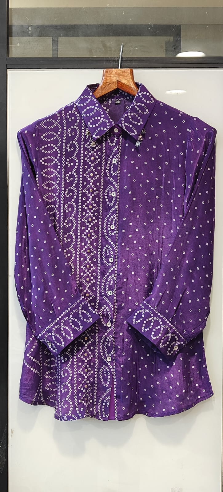 Pure crape bandani print shirt  (loose fit upto 46) (B624)