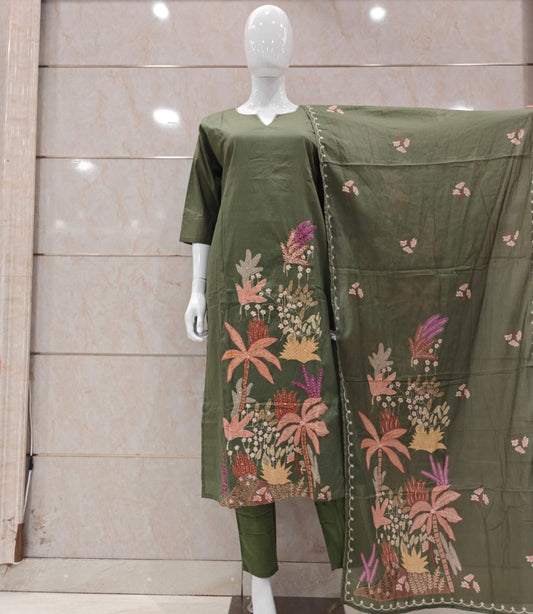 Cotton with gitten work designer three piece set (B237)