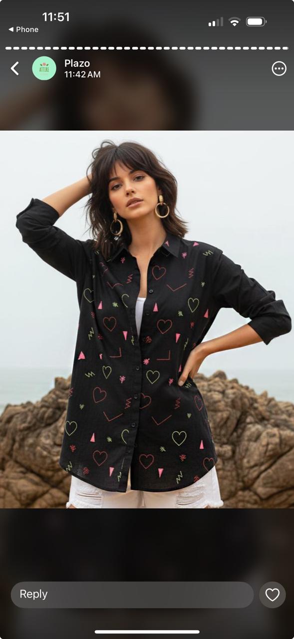 Pure cotton fully thread work only shirt (B702)