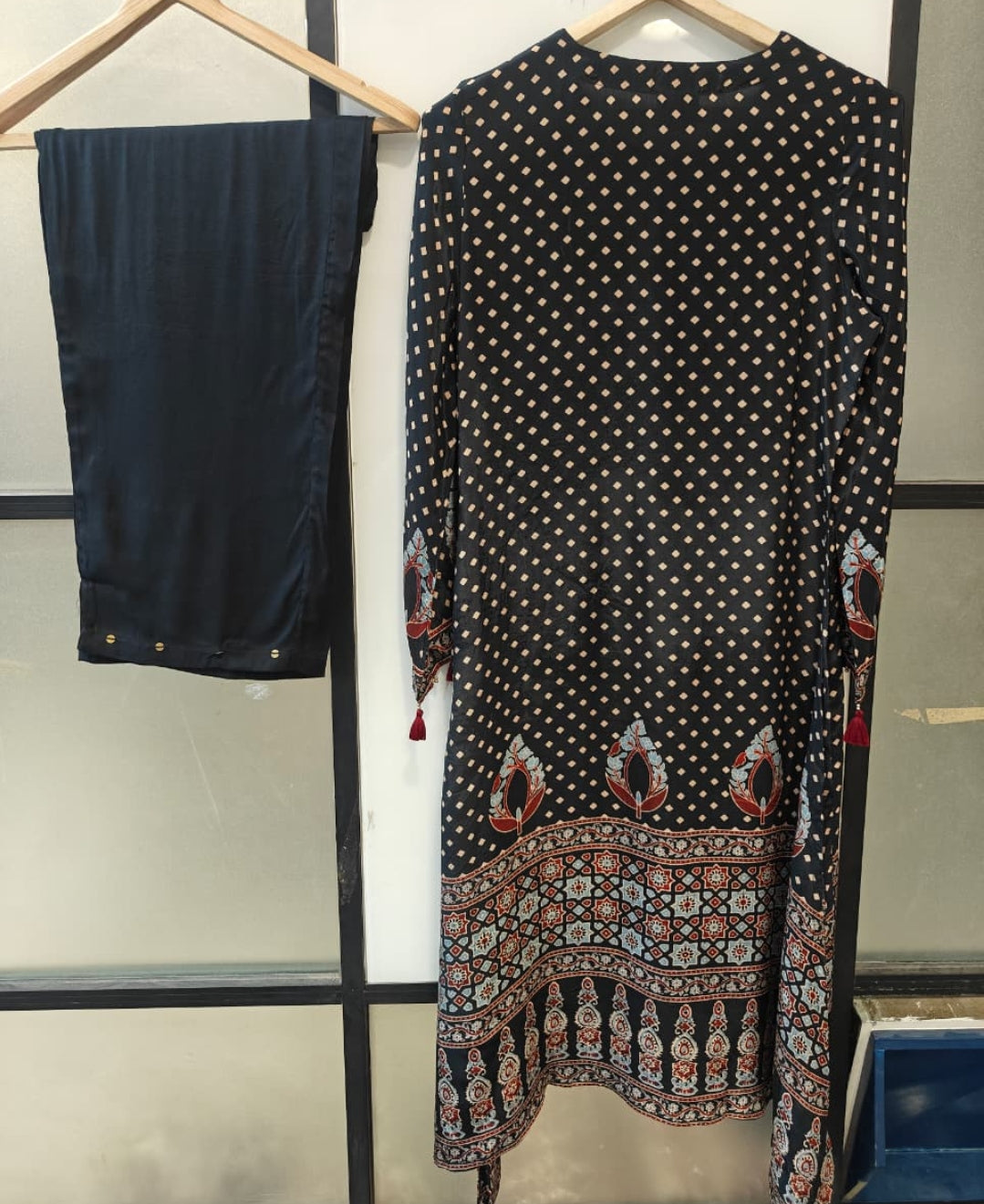 Natural crape Ajrakh print smart two piece cordset (S286)