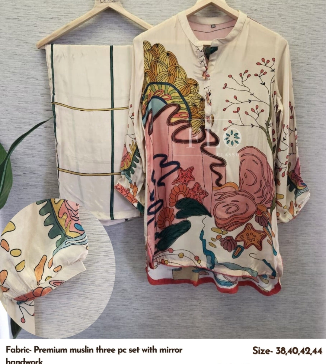 Pure crape two piece cordset (A1662)